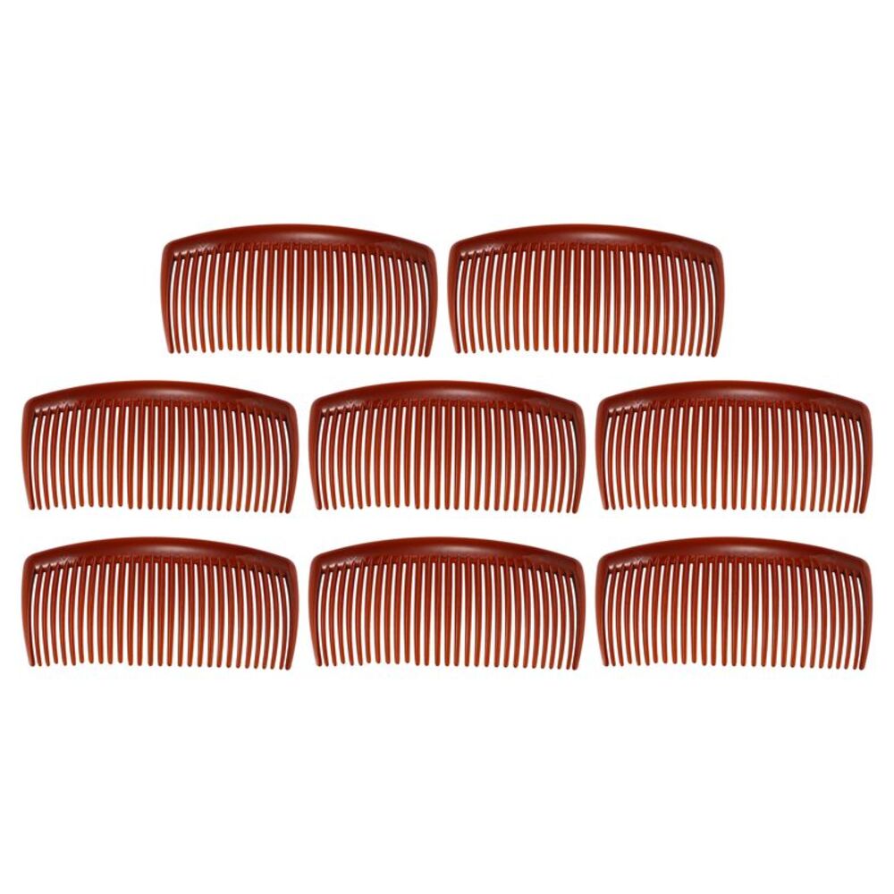 8 Pcs Classic Side Clip Teeth Hair Hair Clip Comb Plastic Brown 4"